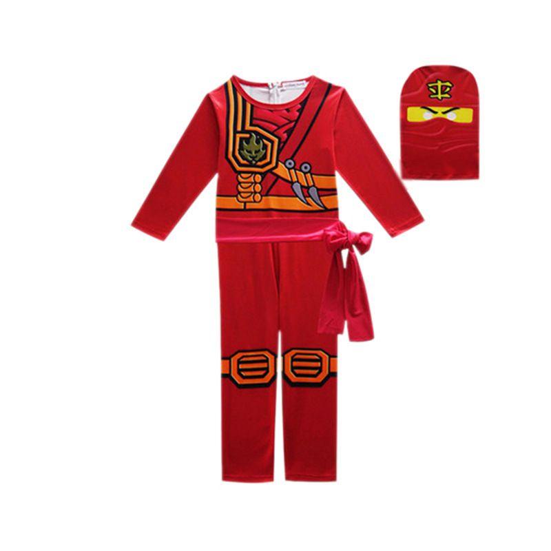 Ninjago Kids Kai Jay Cosplay Glove Hat Jumpsuit Set Halloween Clothes Party