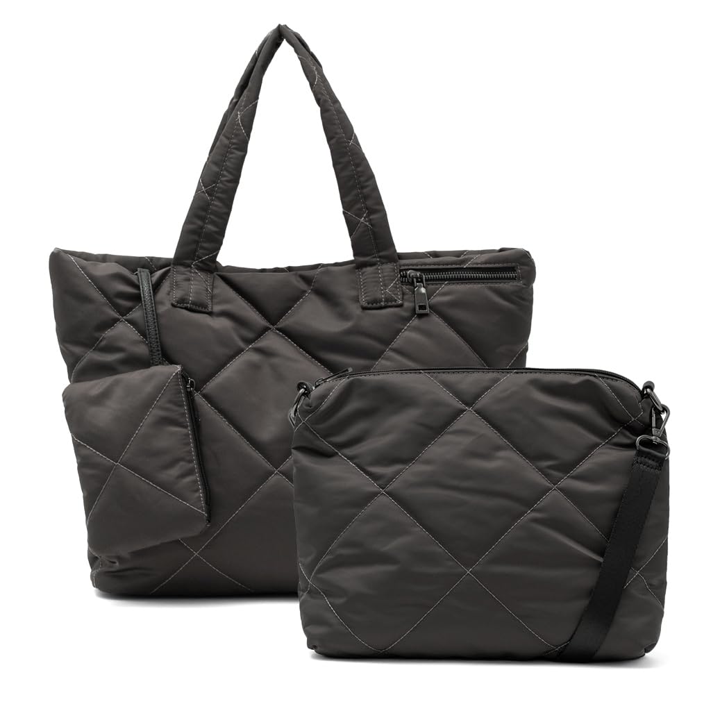 

Vita Felice set quilted nylon tote bag for women [VITAFELICE] 3-piece 2-way vnsb-490z (charcoal)