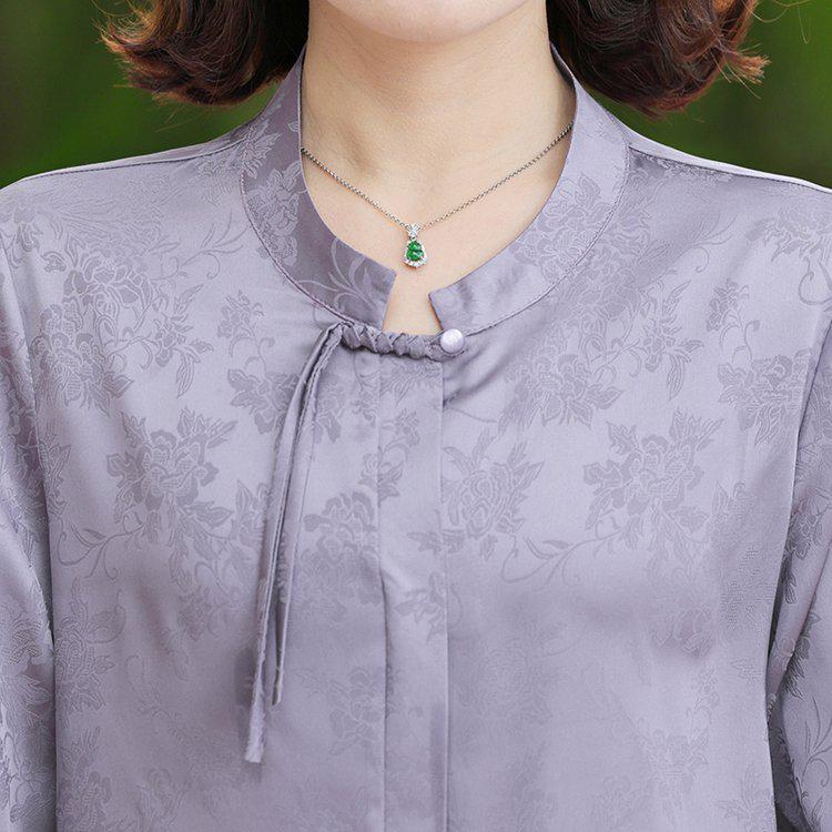 New Chinese Style Summer Blouse for Moms, National Design, Middle-Aged Women's Three-Quarter Sleeve Top for Spring/Summer.