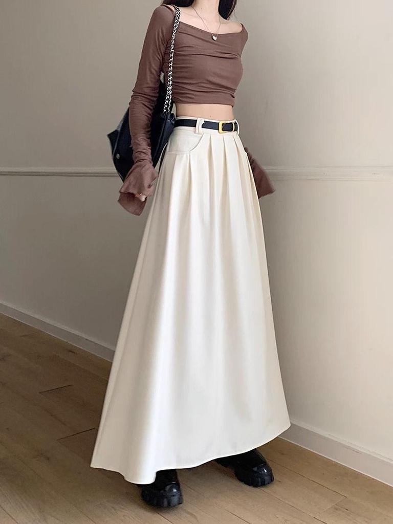 2024 New High-Waist Slim A-Line Umbrella Skirt for Women - Korean Autumn Style