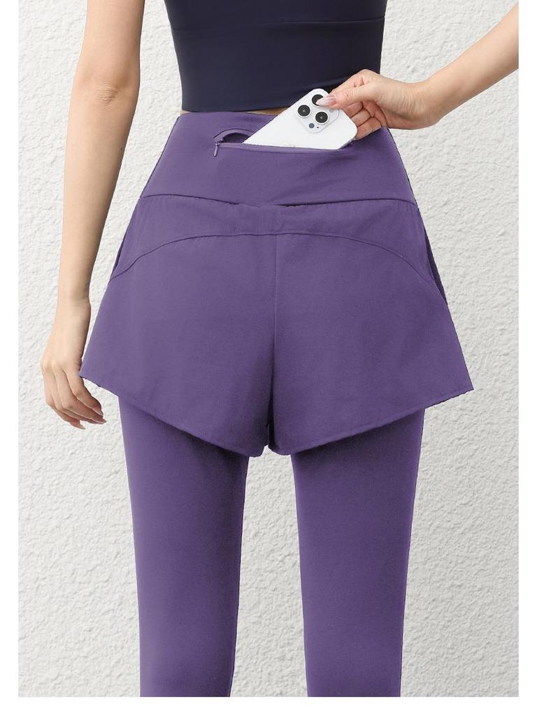 Women's High-Waisted Quick-Dry Two-Piece Yoga Pants: Anti-Exposure, Stretchy & Outdoor-Friendly Fitness Leggings