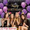2D Flat Banner Birthday Backdrop Purple Black Gold for Women & Girls Themed Party Photos