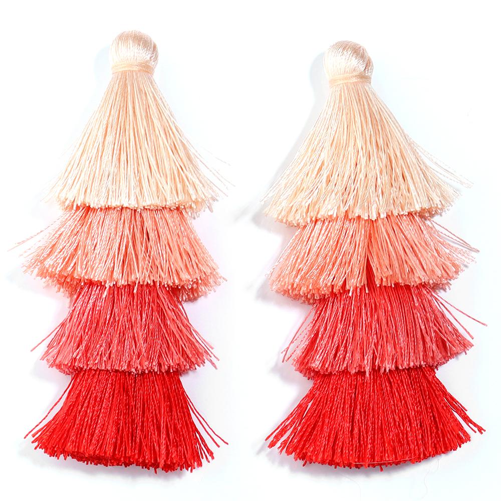 4pcs/lot Gradient Tassel Pendants Four Layers Polyester Tassel Pendants For Jewelry Making DIY Earrings Charms Accessories