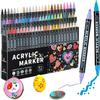 Dual-Tip Stackable Acrylic Markers - Quick-Drying Christmas Greeting Card Pens