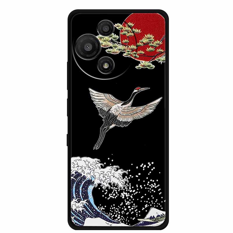 For TCL 60 SE Nxtpaper Case 3D Emboss Relief Flowers Black TPU Silicone Soft Back Cover Cases For TCL 60R Case 6.7" Fundas Bag