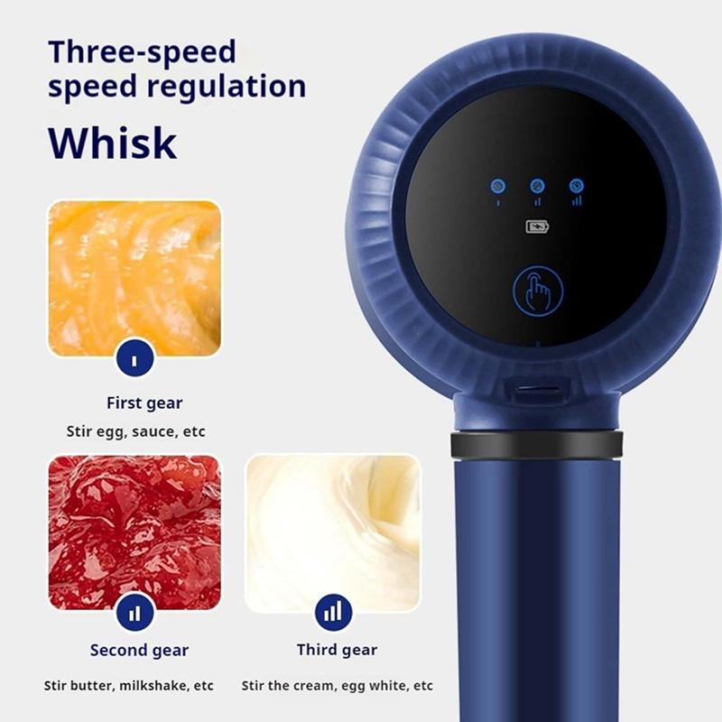 LICG Cordless Hand Mixer Twin Stick Electric Whisk USB Rechargeable Handheld Electric Mixing 3 Speed Egg Beater For Baking