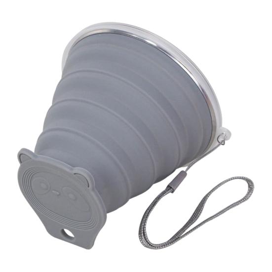 Yousheng Silicone Foldable Water Cup with Lanyard Wide-Mouth Design Leak-Proof Portable Water Bottle with Transparent Cap