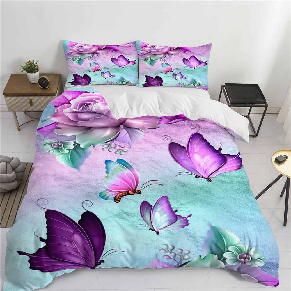 Duvet cover set Butterfly series 3D digital printing single double quilt set three-piece set