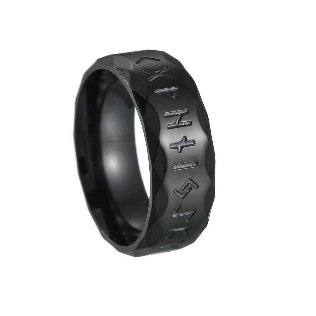 2024 Nordic Viking Runes Distressed Retro Titanium Steel Ring - Bestseller