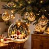 Coordinated Seasonal Arrangements Glowing Clear Christmas Ball Ornament Light Up Story Decoration with Warm LED 3D Winter Scene Baubles Light,