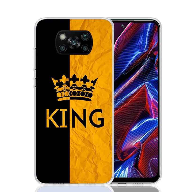 

Lovers King Queen Case Phone Cover for Xiaomi Redmi Note 10 9 9S 8 8T 7 5 Pro Mi 12T 11T 10T 9T 12 11 Lite A3 A2 Trend Fundas Mi Redmi Note 7