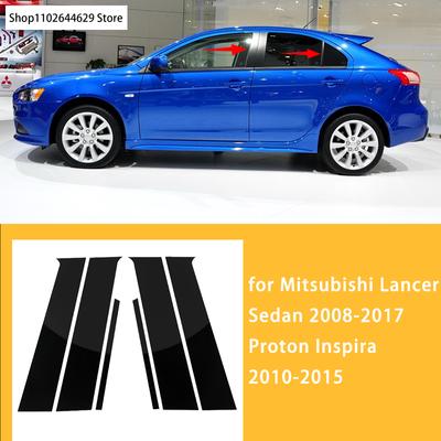 Proton Inspira 2010-2015 6 Τεμάχια Αυτοκινήτου Πλαϊνού Παραθύρου Πυλώνες Πορτών Διακοσμητικά Στοιχεία Αυτοκόλλητα Μαύρα για Mitsubishi Lancer Sedan