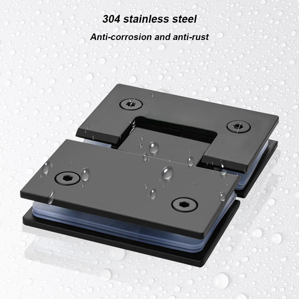 180 Degrees Door Cabinet Clip 304 Stainless Steel Heavy Duty Glass Bracket Clamp Shower Door Hinge for 8-12mm Glass Thickness