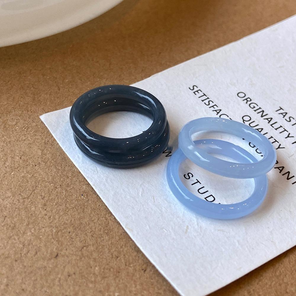 Round Acetic Acid Finger Ring Plastic Korean Style Accessories Vintage Finger Ring  Lady