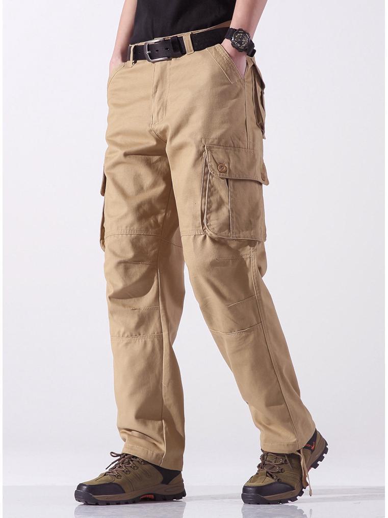 Men's Casual Cotton Multi-Pocket Overalls - Spring/Autumn Loose Straight Trousers