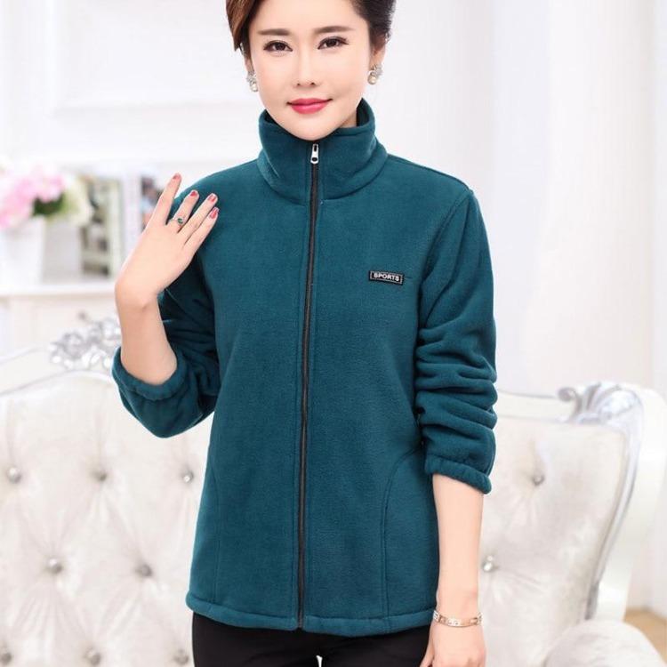 Winter Warm Fleece Jacket for Mum Autumn Casual Zipper Outerwear Mid-aged Women 5XL XL