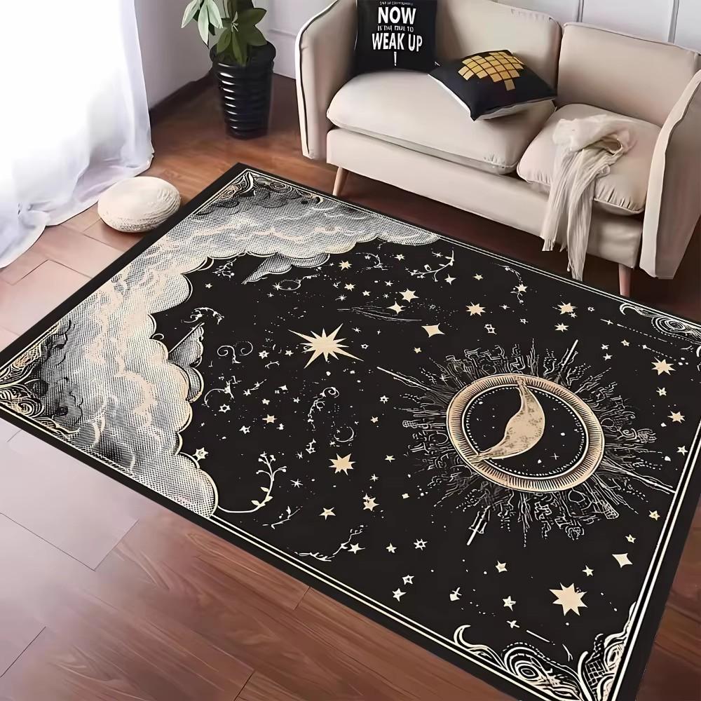 Mystical Tarot Inspired Carpet Featuring Star Moon and Sun Designs Anti-slip Floor Mat for Living Room Bedroom Decor Doormat
