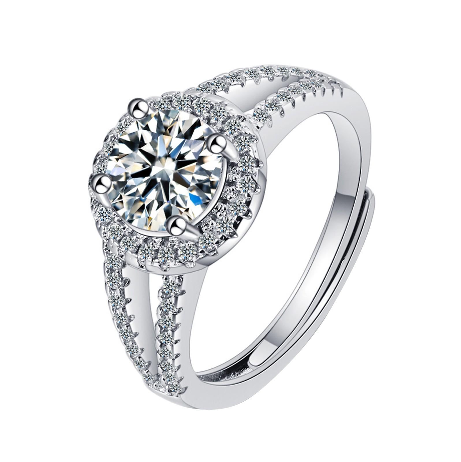 

Ring For Women Zirconium Diamond Wide Face Women s Ring Opening Adjustable серебряный