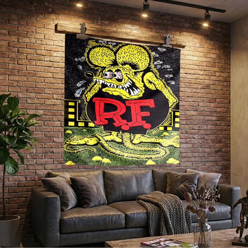 Retro Fink Rat Printed Tapestry, Wall Hanging,Livingroom, dormitory, Large Wall Decor, Fabric Decor Fan Birthday Gifts