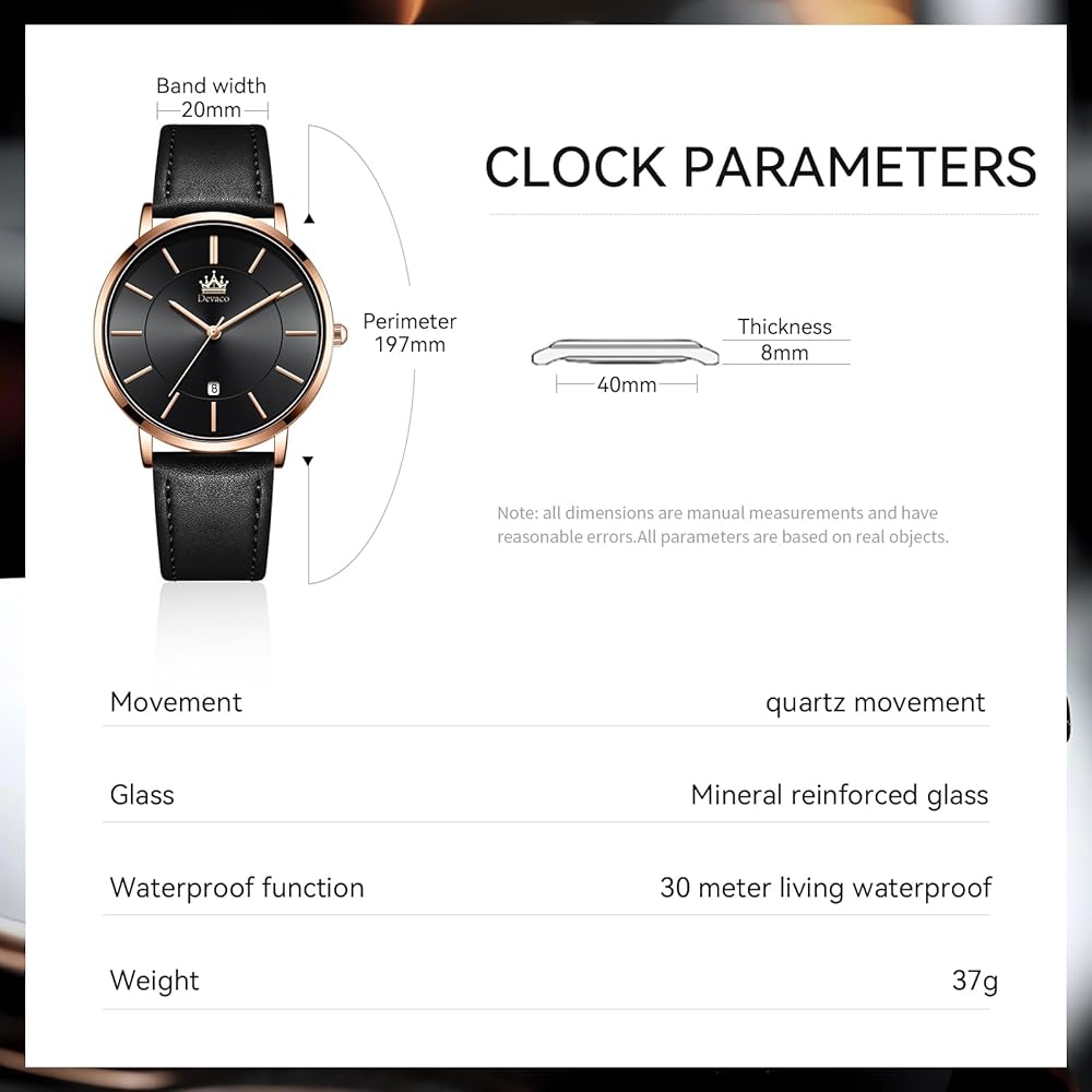 Men's Ultra-Thin Watch 6.5mm Simple Fashion Casual Business Japanese Quartz Movement 40mm Black Leather Band