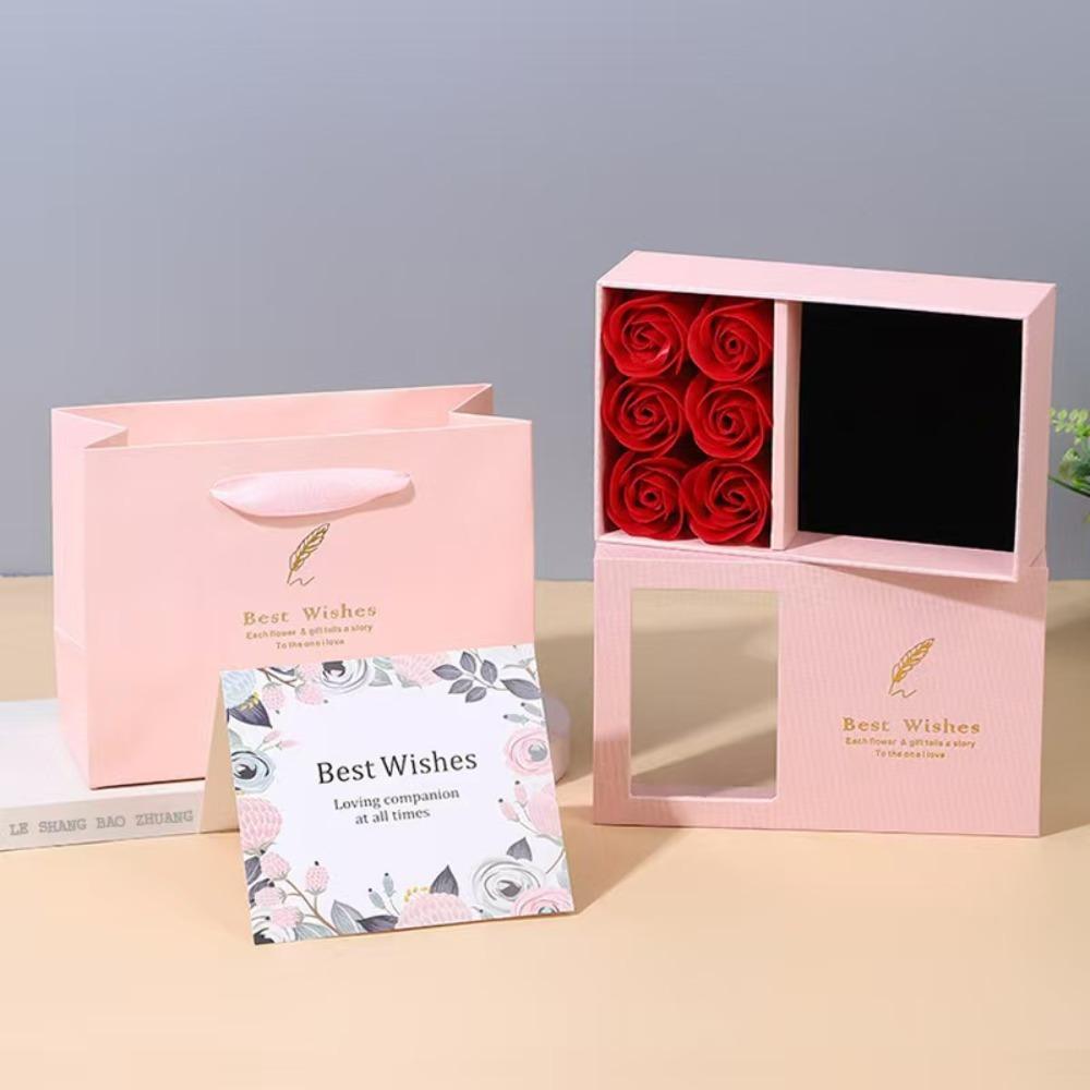 Window Opening Ring Box Eternal Flower Jewelry Gift Packaging Box  for Wife Mom Girlfriend