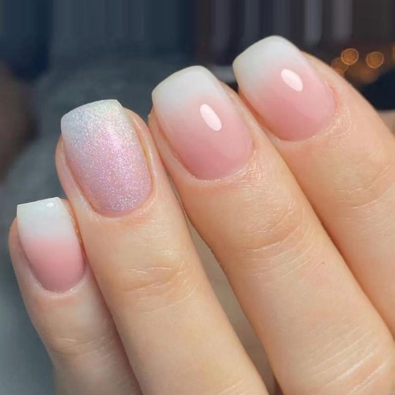 Aufdrücknagel Französische Spitze Nagel Quadratische Nagelspitzen Falschnagel Vollabdeckung Falschnagel mit Designs Künstlicher Acrylnagel