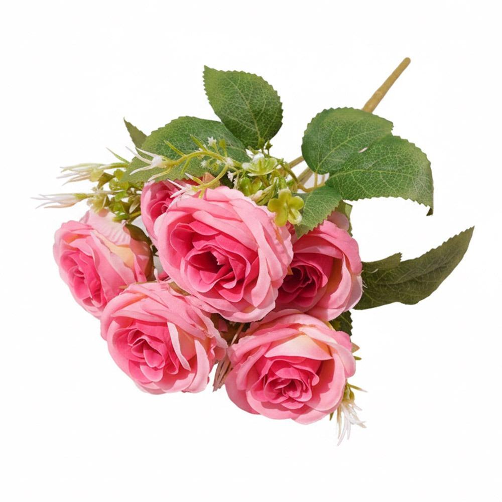 

7 Heads Rose Artificial Flowers Silk Petals Green Leaves Simulation Flower Rose Multicolor Scene Landscaping Faux Rose Flower розовый