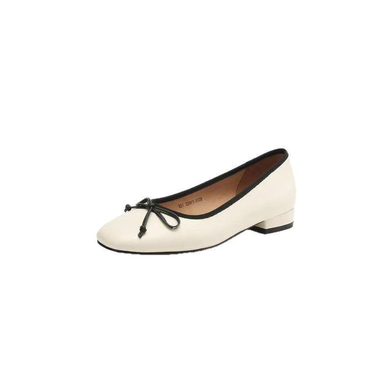 Ballet Shoes French Bow Silver Women 2025 New One-pedal Grandma Shoes Round Head Light Mouth Flat Sole Single Shoes Women
