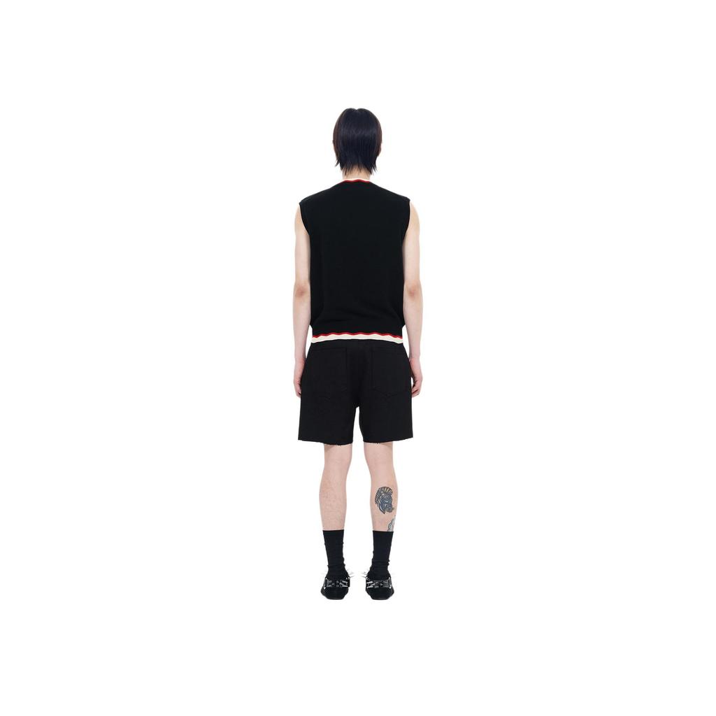 We11done Ss24 Jacquard Logo Knitted Vest Unisex Vests Black WD-KV0-24-627-U-BK