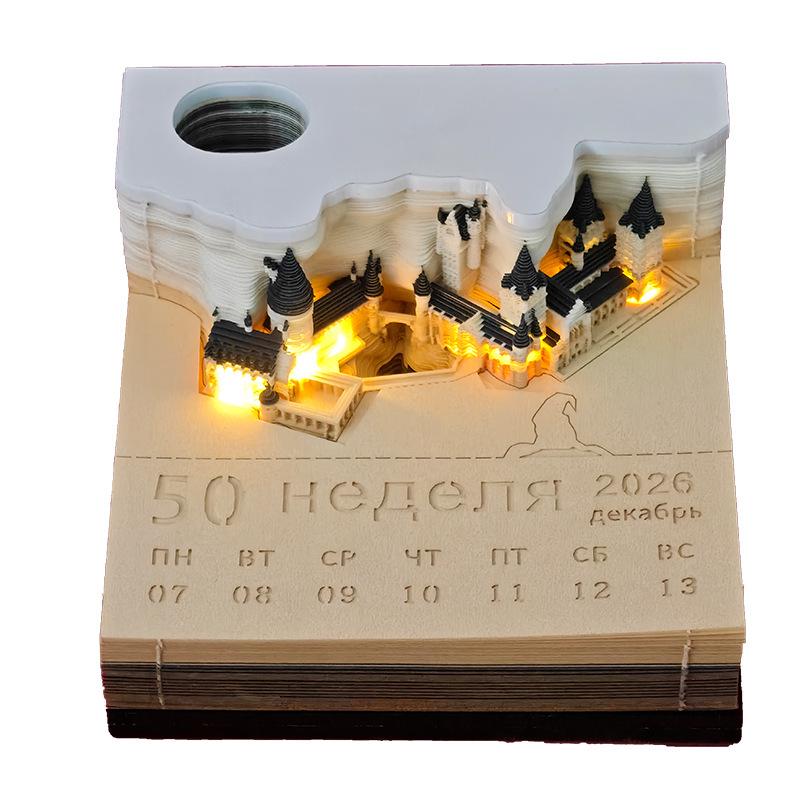 3D Stereoscopic Sticky Note Sculpture 2026 Calendar: Creative Tear-off Convenience Pad and Desktop Ornament