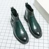 British Style Men Leather Boot 2025 Green Pointed-toe Ankle Boots Man Zip High Top Dress Boots for Man botas para hombre cuero
