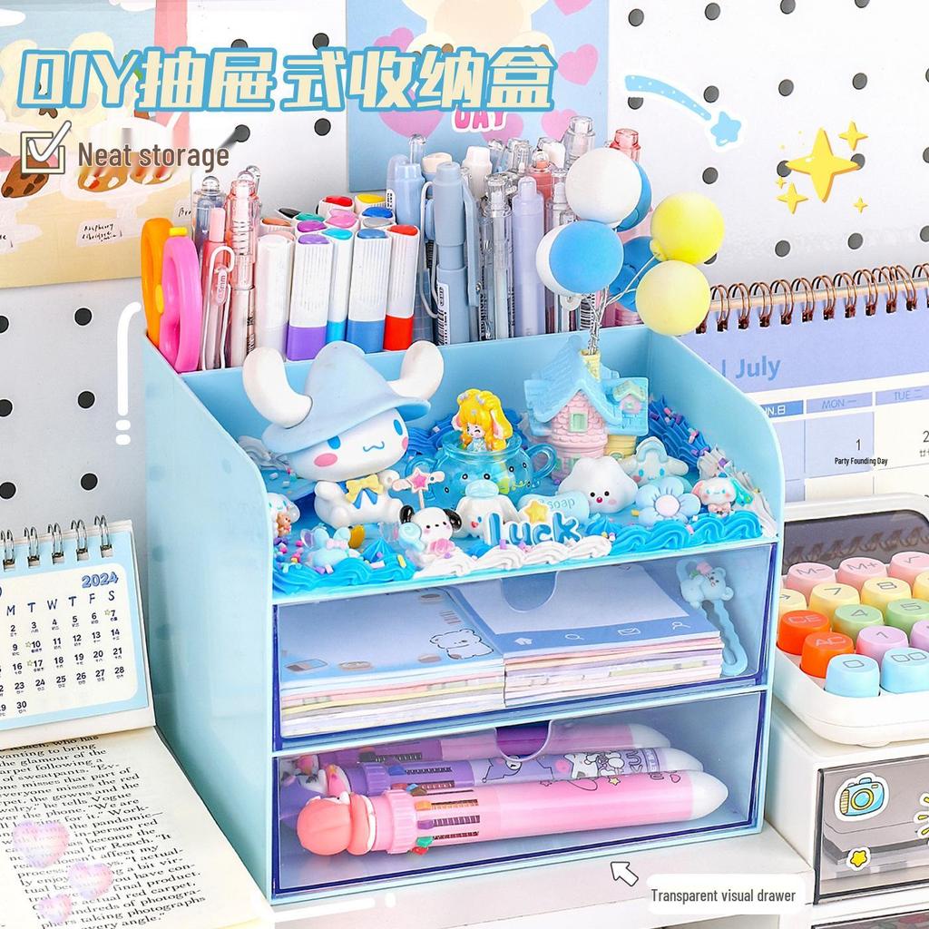 Children's DIY Multi-Compartment Pen Holder & Storage Box