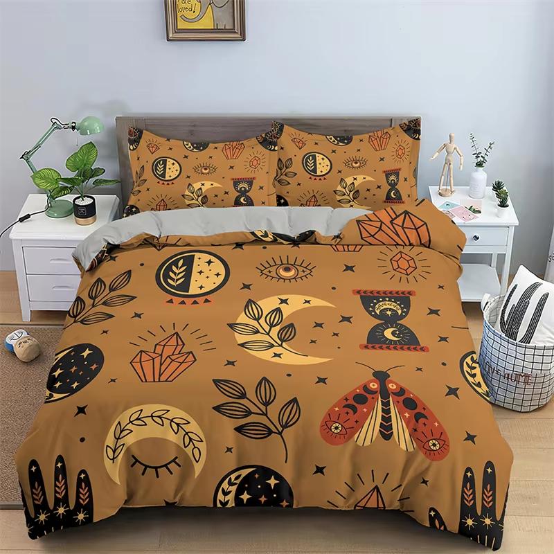 Sun And Moon Duvet Cover Moth Sugar Skull Bedding Set Microfiber Butterfly Snake Animal Quilt Cover Weed Plants Bedspreads Cover