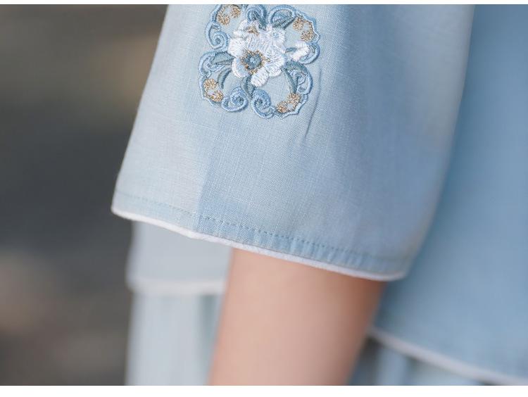 Top Hanfu Cheongsam din Bumbac și In Brodat cu Guler Înalt Retro de Primăvară