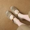 Krazing Pot Stain Sheep Skin Summer Size 40 Mary Janes Low Heels Gray Color Leopard Prints Round Toe Elegant Shallow Pumps