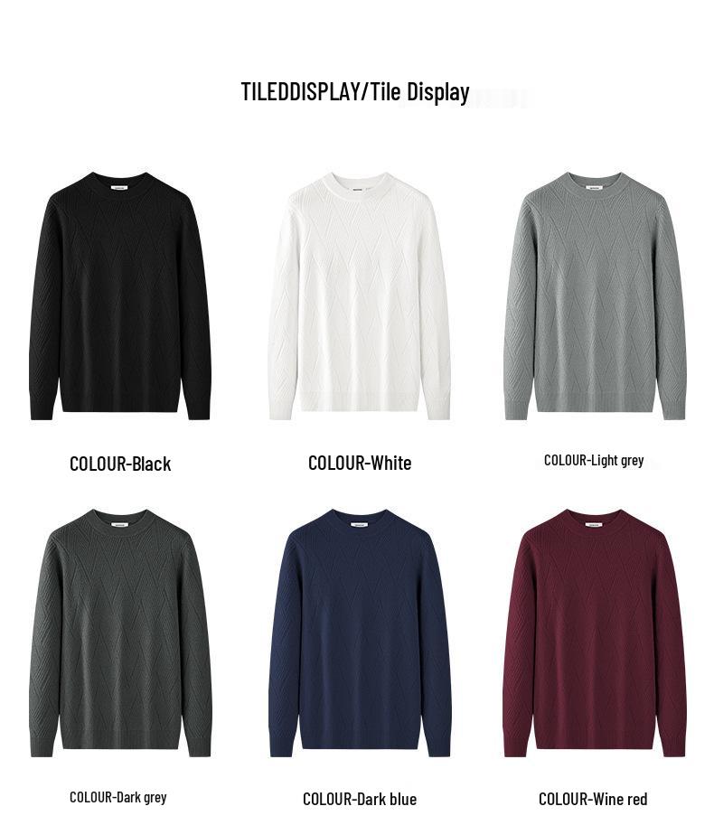 Men's Lyocell Wool Crew Neck Sweater - Warm, Light, Mature Style Knitwear