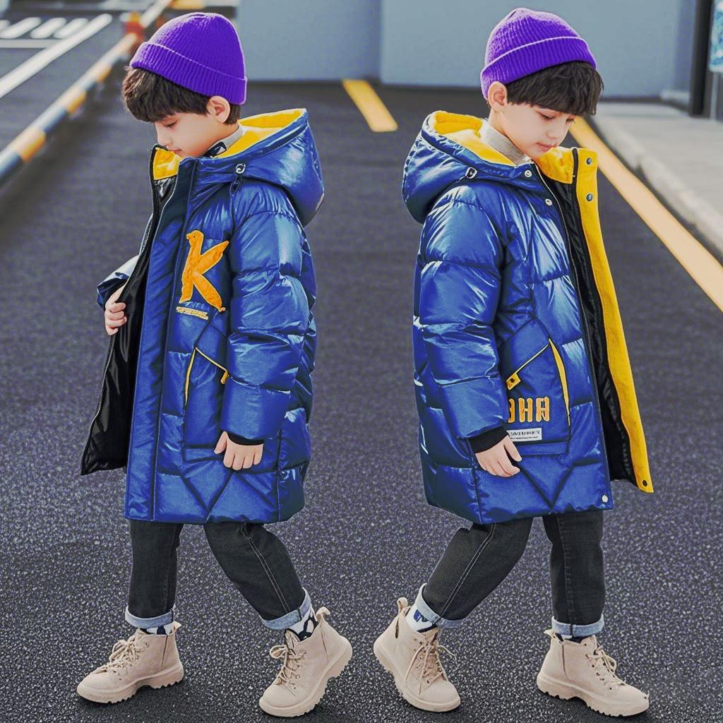 

Детская хлопковая куртка средней и длинной длины зимняя одежда толстая пуховая хлопковая куртка для детей и мальчиков стильная куртка 160 синий
