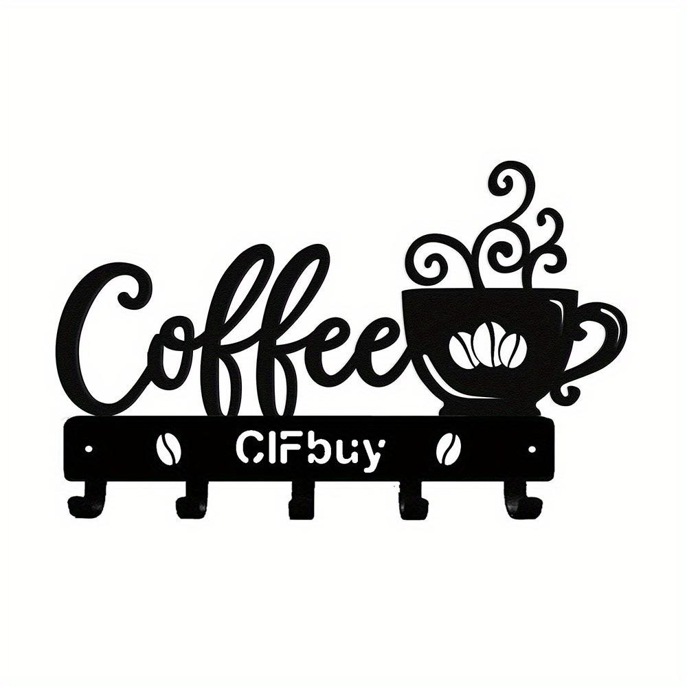 Coffee Bar Decor Rustic Metal Wall Art with Coffee Mug Sign and Hooks Coffee Shops and Homes Featuring a Stylish Coffee Bar Sign