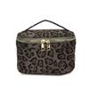 Neue Kosmetiktasche mit großem Fassungsvermögen, Leopardenmuster, mehrere Fächer, Make-up-Tasche, Kunstwildleder, Kulturtasche, Reise