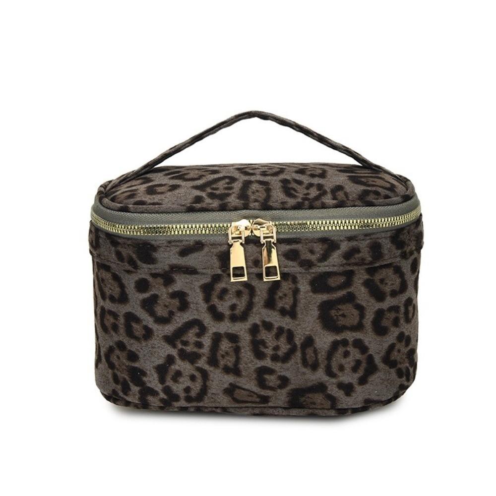 Neue Kosmetiktasche mit großem Fassungsvermögen, Leopardenmuster, mehrere Fächer, Make-up-Tasche, Kunstwildleder, Kulturtasche, Reise