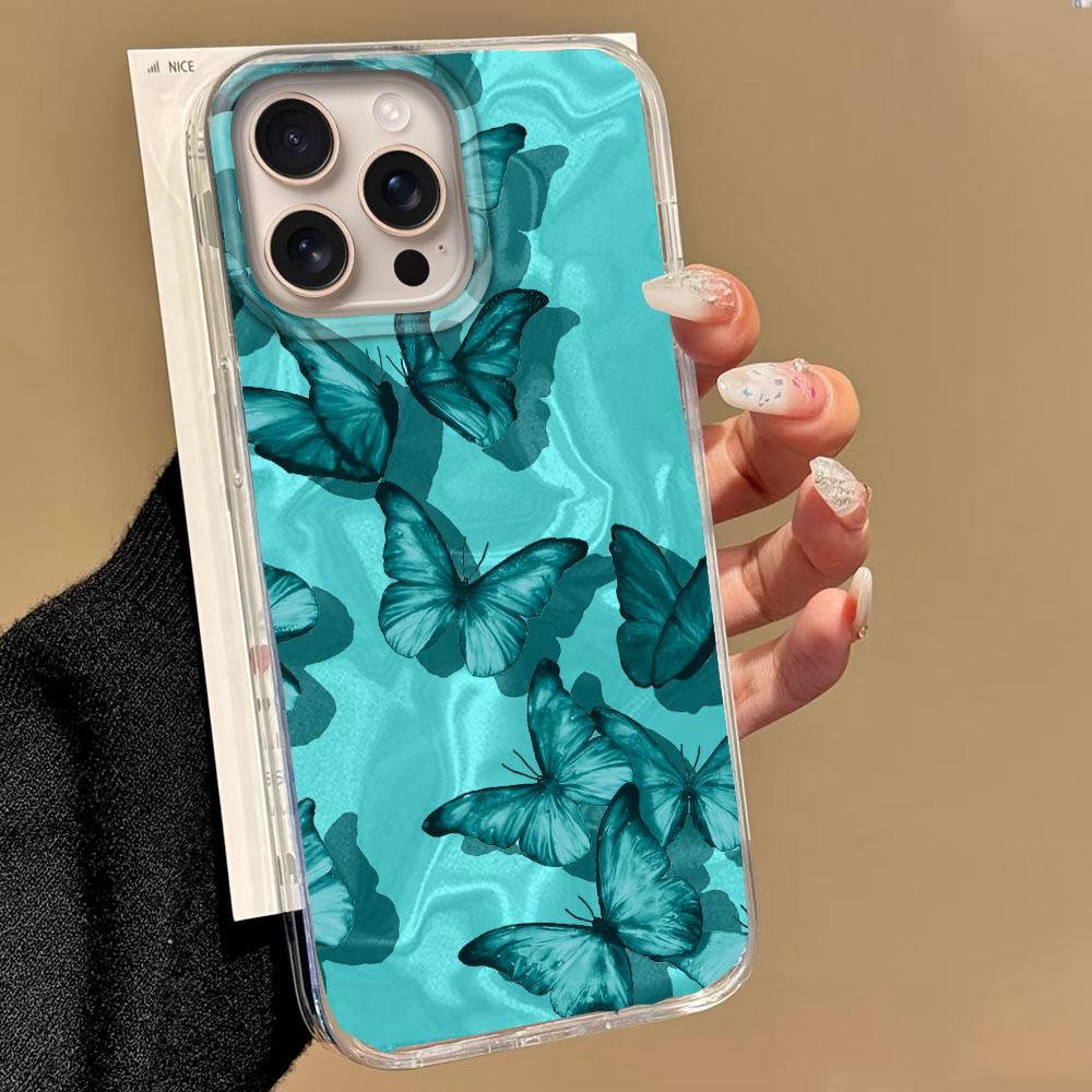 Purple Butterfly Water Wave Texture Phone Case for iphone 16 15 14 7 8 Plus 13 Pro Max X XS XR SE 2022 Shell Silicone Back Cover