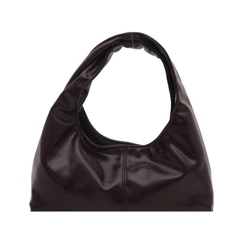 2025 spring bag new retro soft leather dumpling bag simple handbag fashionable splicing underarm shoulder bag women