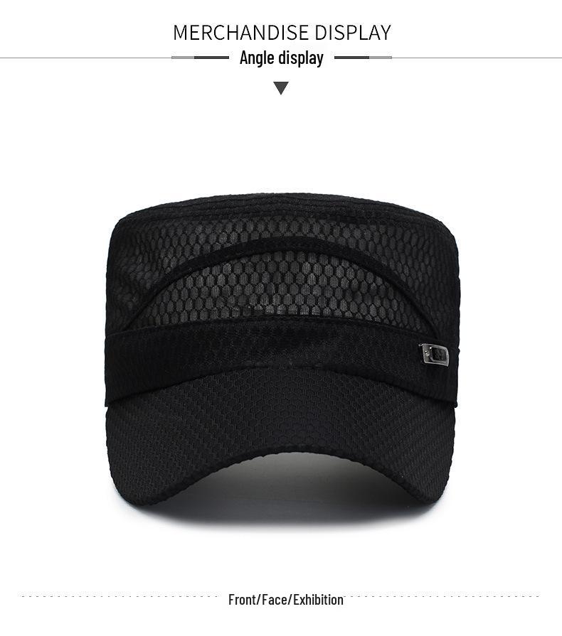 Breathable Mesh Sunscreen Flat Top Hat for Middle-Aged and Elderly Men - Casual Outdoor Cap.
