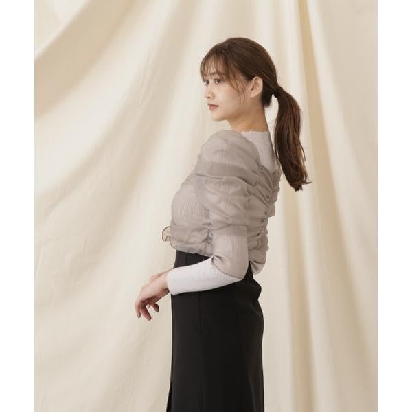 [JILL by JILL STUART] Gathered Short Take Blouse Layered Knit