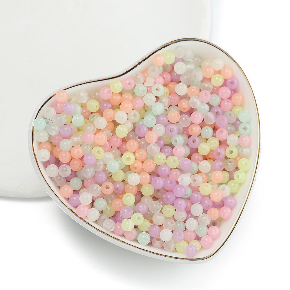 4mm 20g Luminous Acrylic Round Beads Glow In The Dark Loose Spacer Bead for Jewellery Marking DIY Necklace Bracelet