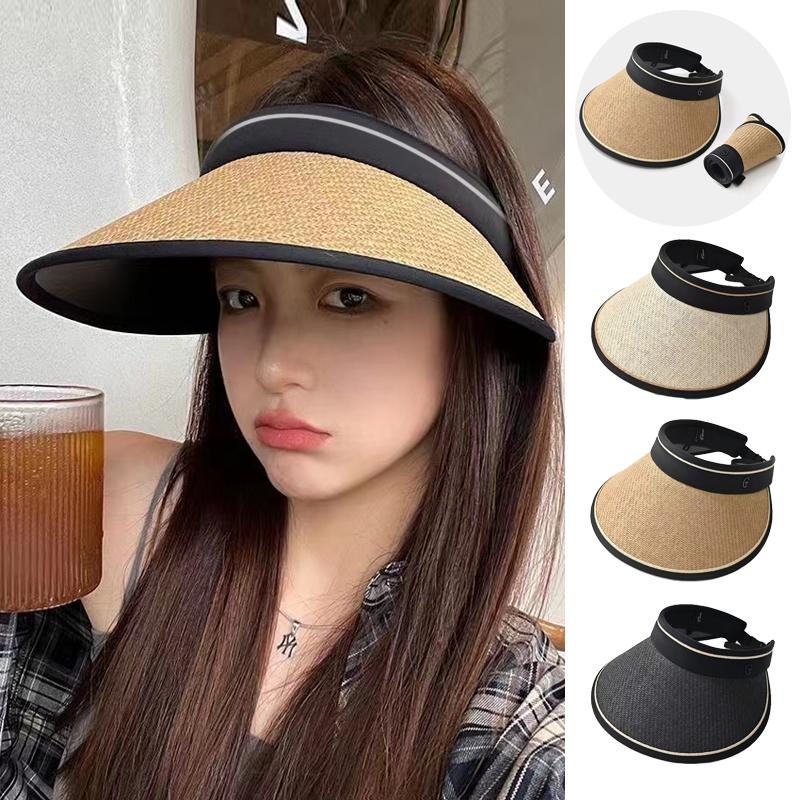 Women's Summer Sun Hat Fashion Solid Color Big Brim UV-proof Breathable Straw Beach Hat Golf Tennis Hat Outdoor Sun Protection