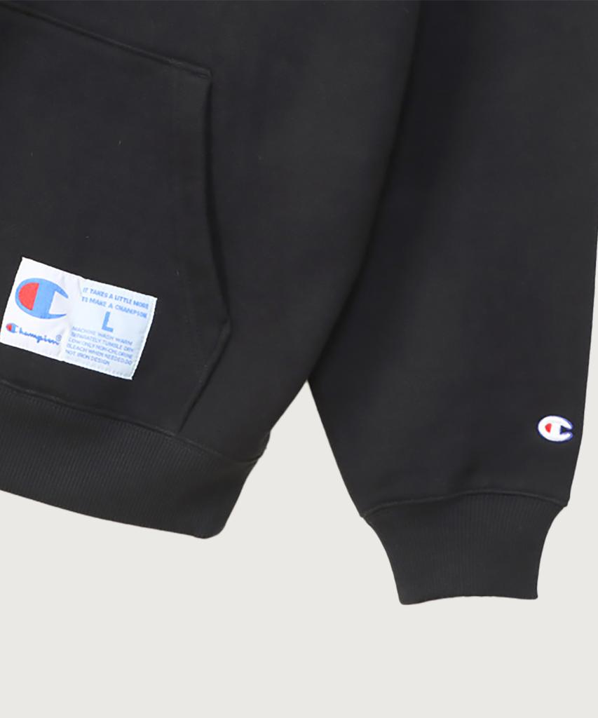 C Logo Oversized Jog Tag Hoodie Black
