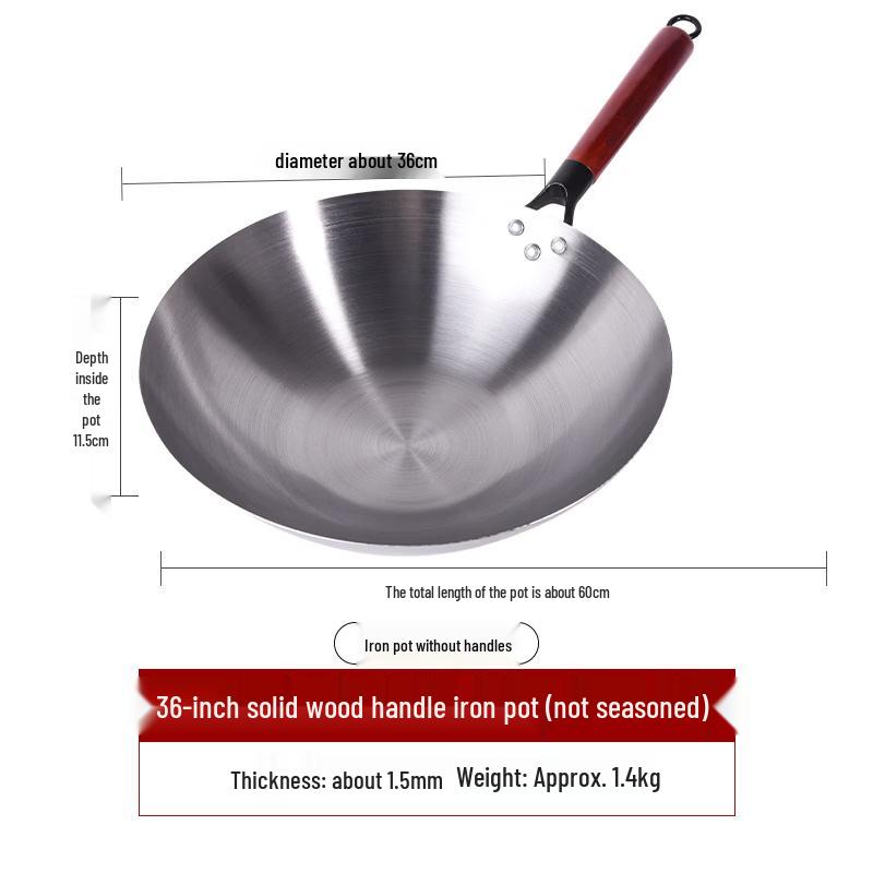 Forged Wrought Iron Round Bottom Wok