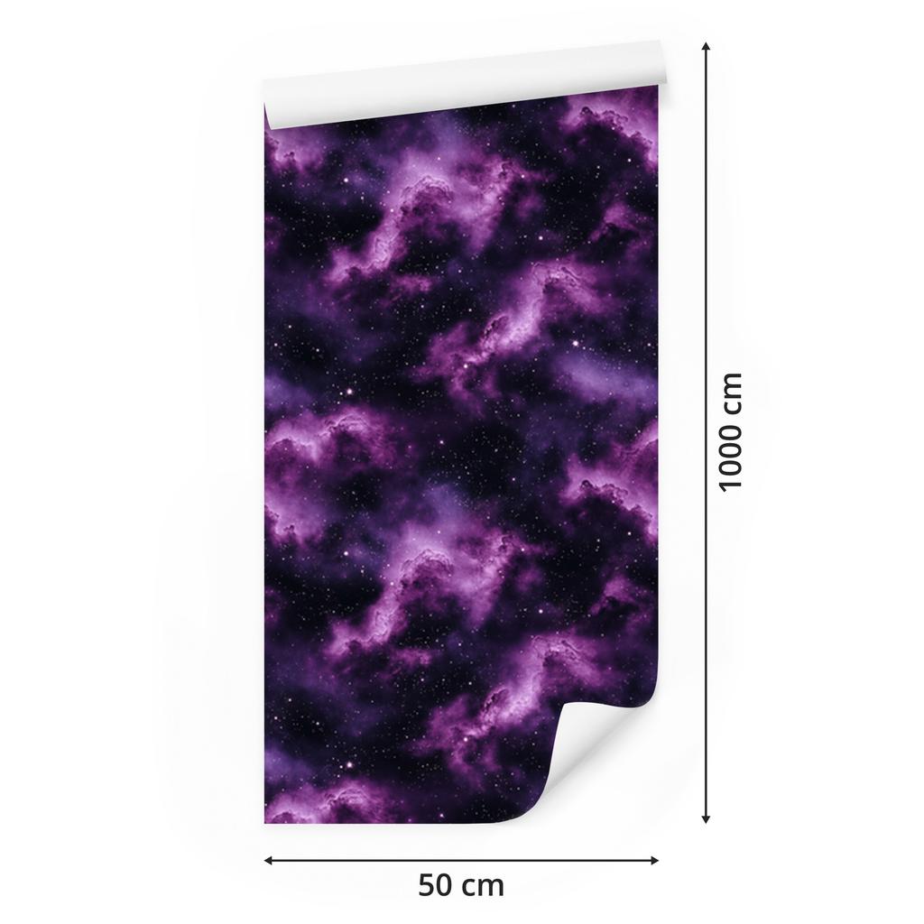 Watercolor Galaxy Wallpaper Indigo, Violet and Plum 50x1000
