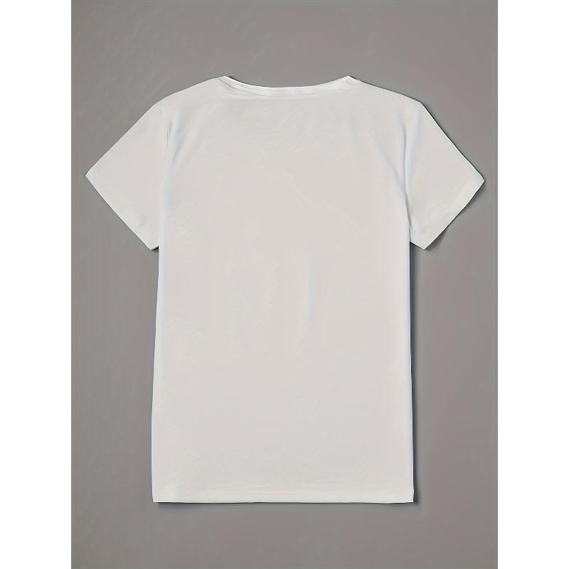 Plus Size, Women's Fashion Plus-Size T-Shirt with Letter Print, Machine Washable